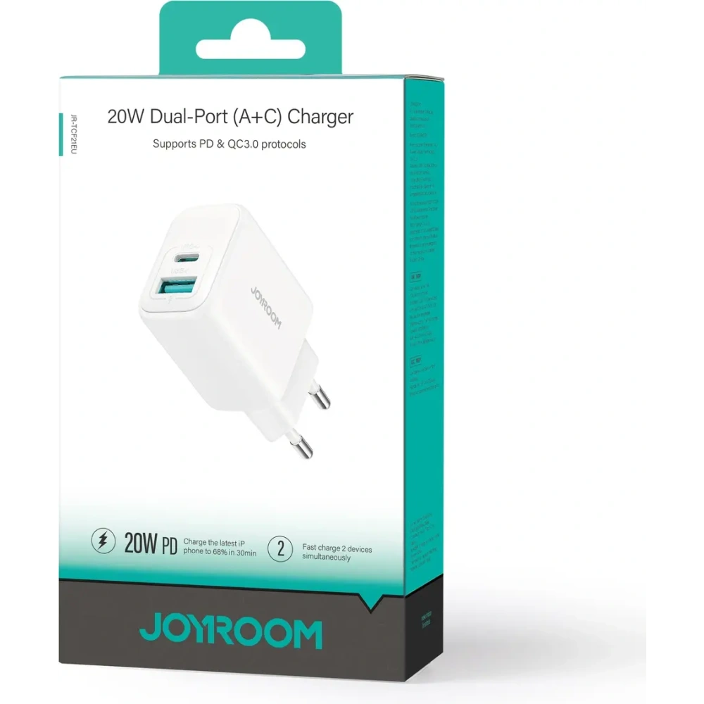 Hurtownia GSM - Joyroom JR-TCF21 fali töltő USB-C / USB-A 20W PD / QC 3.0 fehér - JYR1092 - {ean13} - Hurt