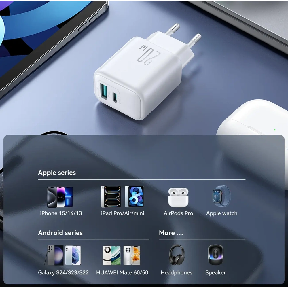 Hurtownia GSM - Joyroom JR-TCF21 fali töltő USB-C / USB-A 20W PD / QC 3.0 fehér - JYR1092 - {ean13} - Hurt