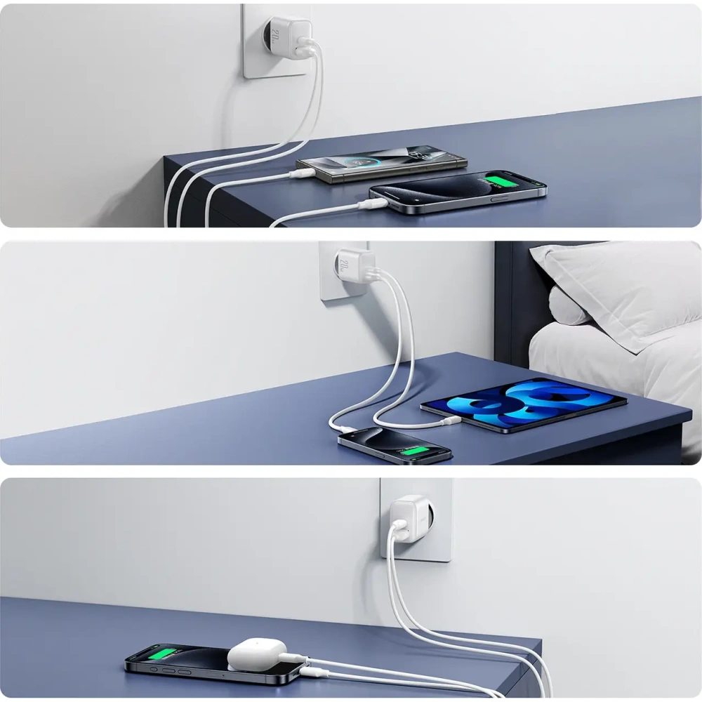 Hurtownia GSM - Joyroom JR-TCF21 fali töltő USB-C / USB-A 20W PD / QC 3.0 fehér - JYR1092 - {ean13} - Hurt