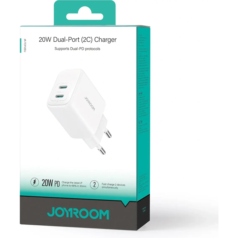 Hurtownia GSM - Ładowarka sieciowa Joyroom JR-TCF12 2xUSB-C 20W PD / QC 3.0 biała - JYR1093 - {ean13} - Hurt