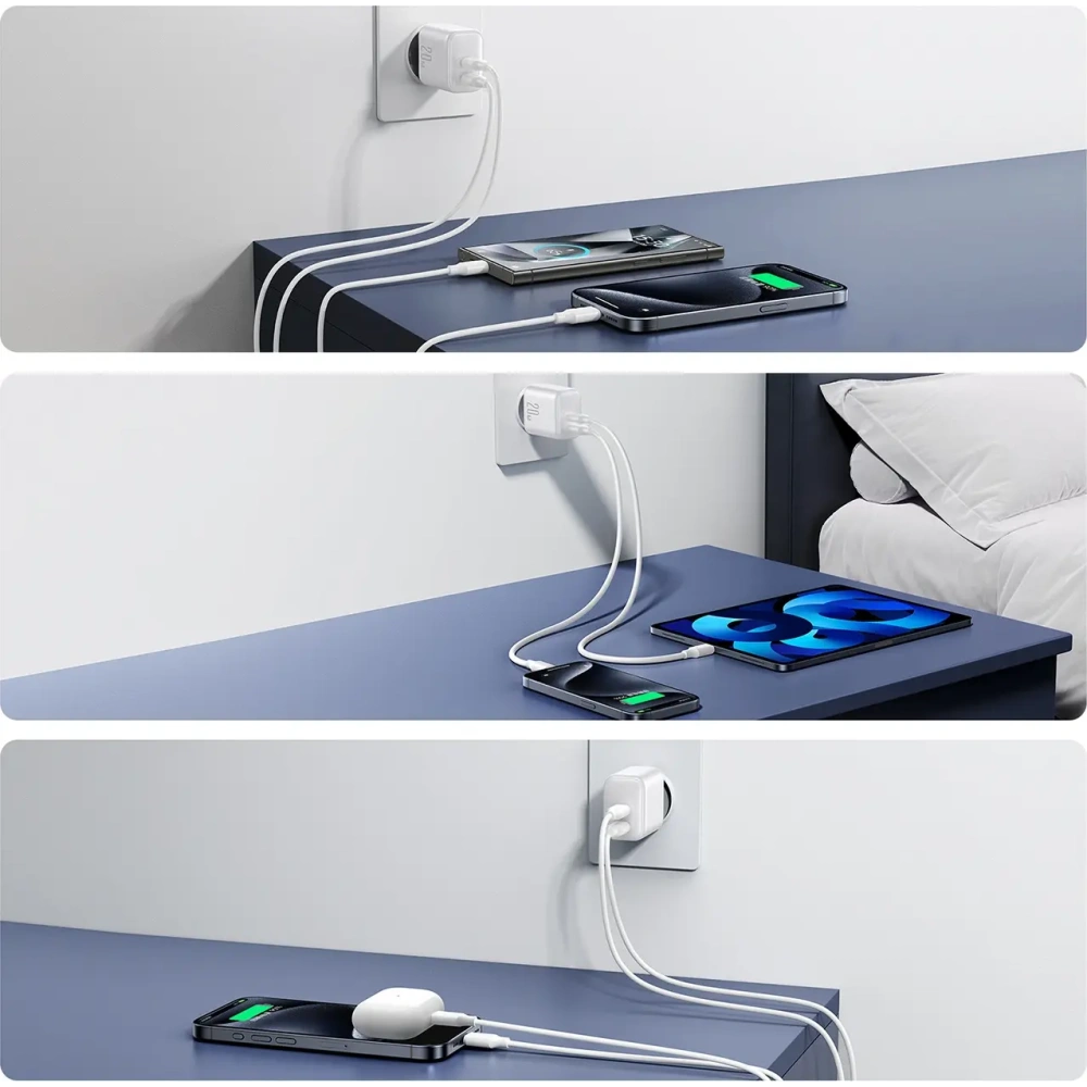 Hurtownia GSM - Ładowarka sieciowa Joyroom JR-TCF12 2xUSB-C 20W PD / QC 3.0 biała - JYR1093 - {ean13} - Hurt