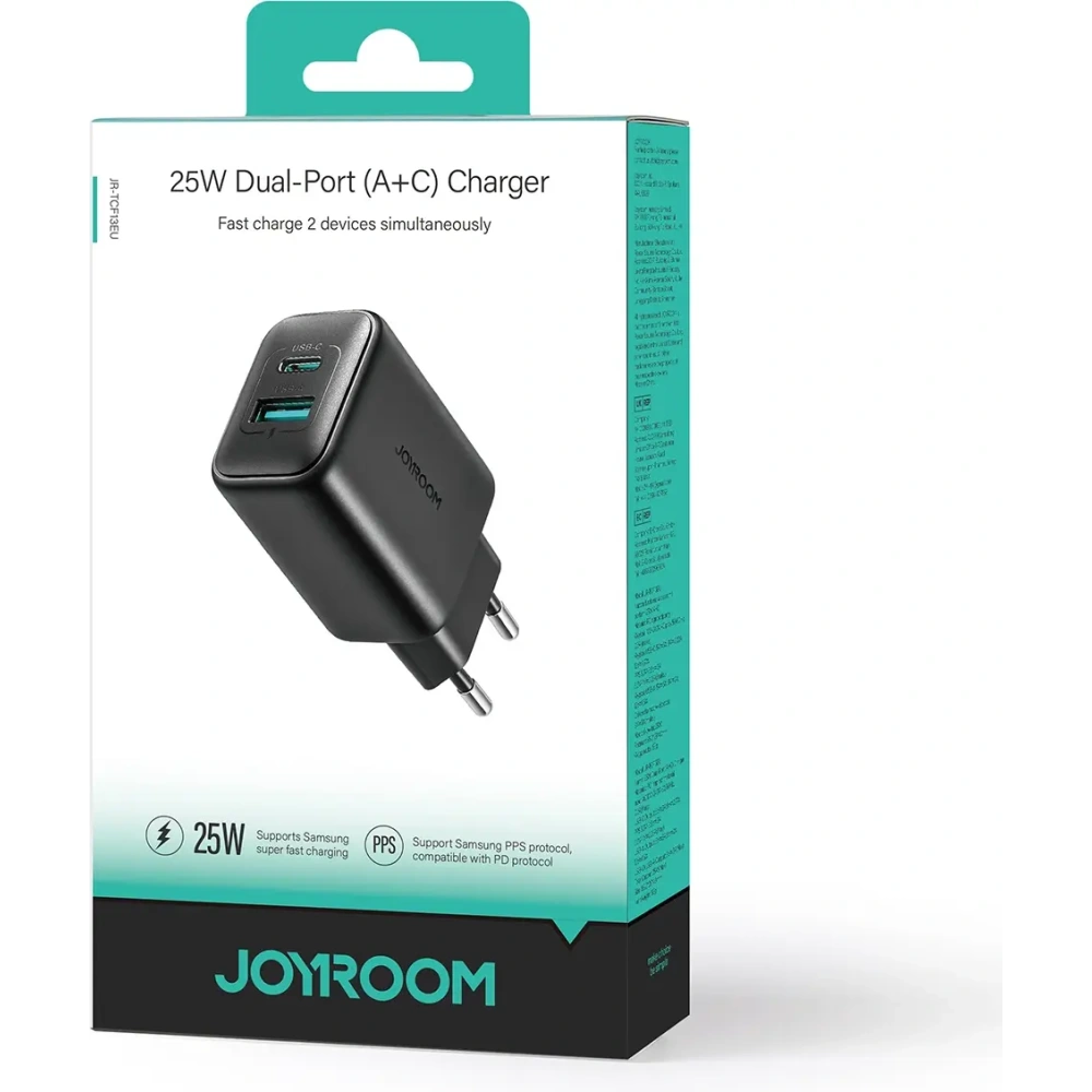 Hurtownia GSM - Joyroom JR-TCF13 falitöltő USB-A, USB-C 25W SFC / PPS / PD fekete - JYR1094 - {ean13} - Hurt