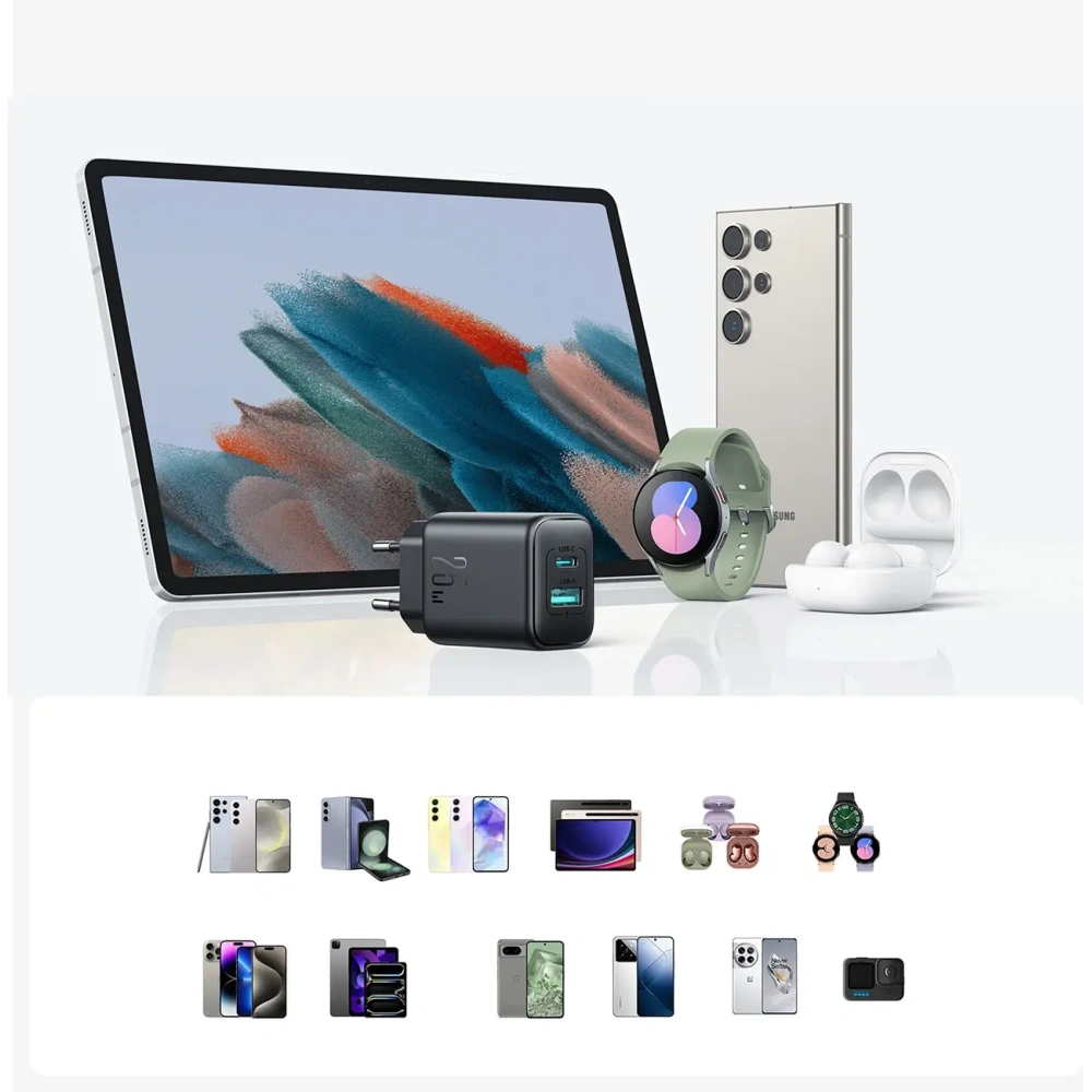 Hurtownia GSM - Joyroom JR-TCF13 falitöltő USB-A, USB-C 25W SFC / PPS / PD fekete - JYR1094 - {ean13} - Hurt