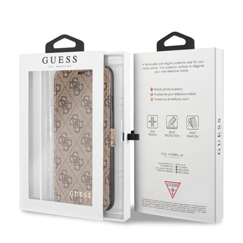 Etui Guess GUFLBKI654GB Apple iPhone XS Max brown/brązowy book 4G