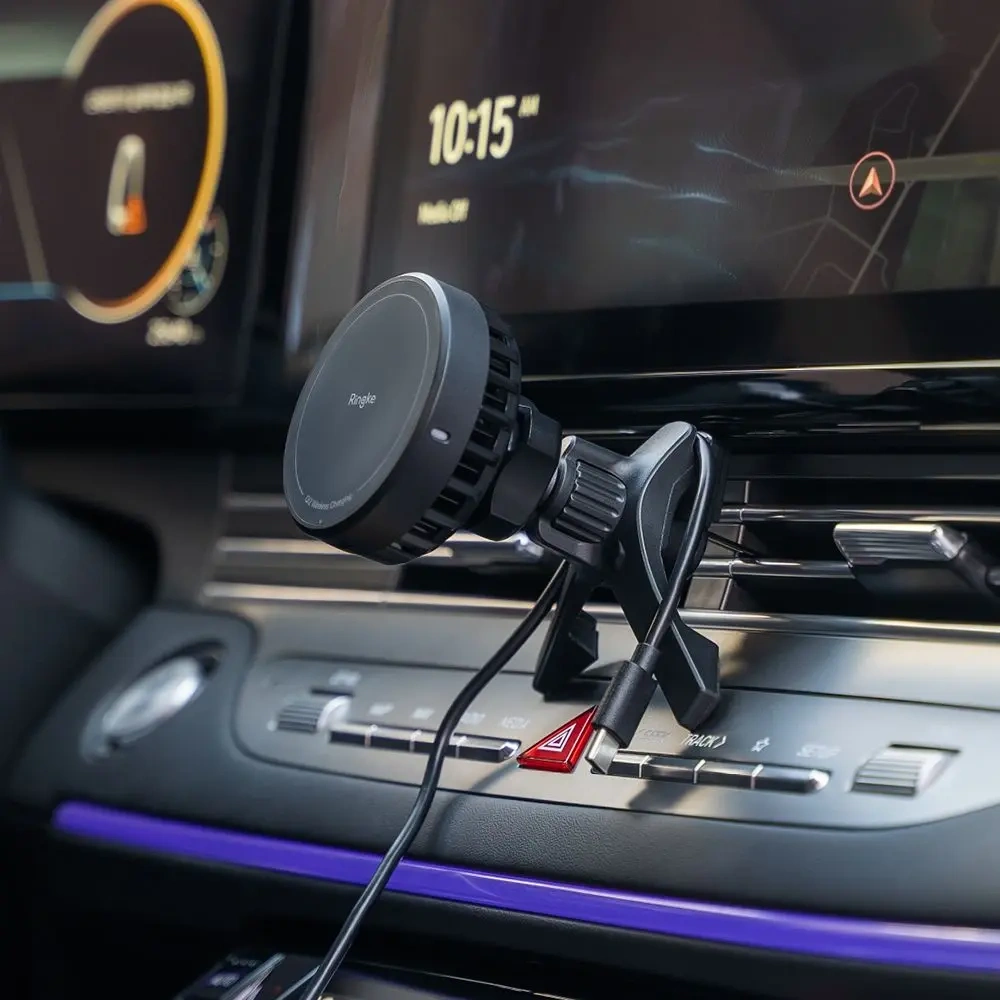 Hurtownia GSM - Ringke Peltier Qi2 Magnetic MagSafe Suport Auto cu Ventilare Încărcător Wireless 15W Negru - RGK11692 - {ean13} - Hurt
