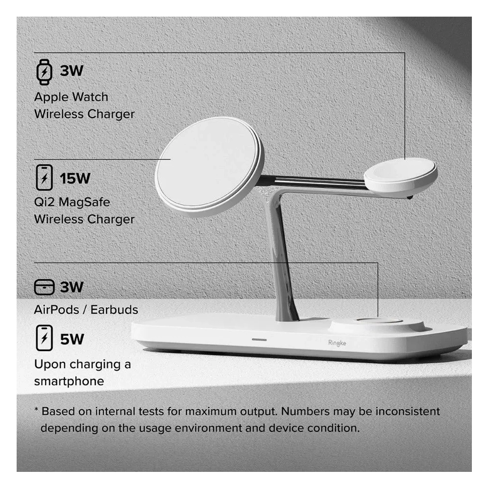Hurtownia GSM - Ringke 3in1 Qi2 Magnetic Ladegerät MagSafe Wireless Charger Weiß - RGK11693 - {ean13} - Hurt