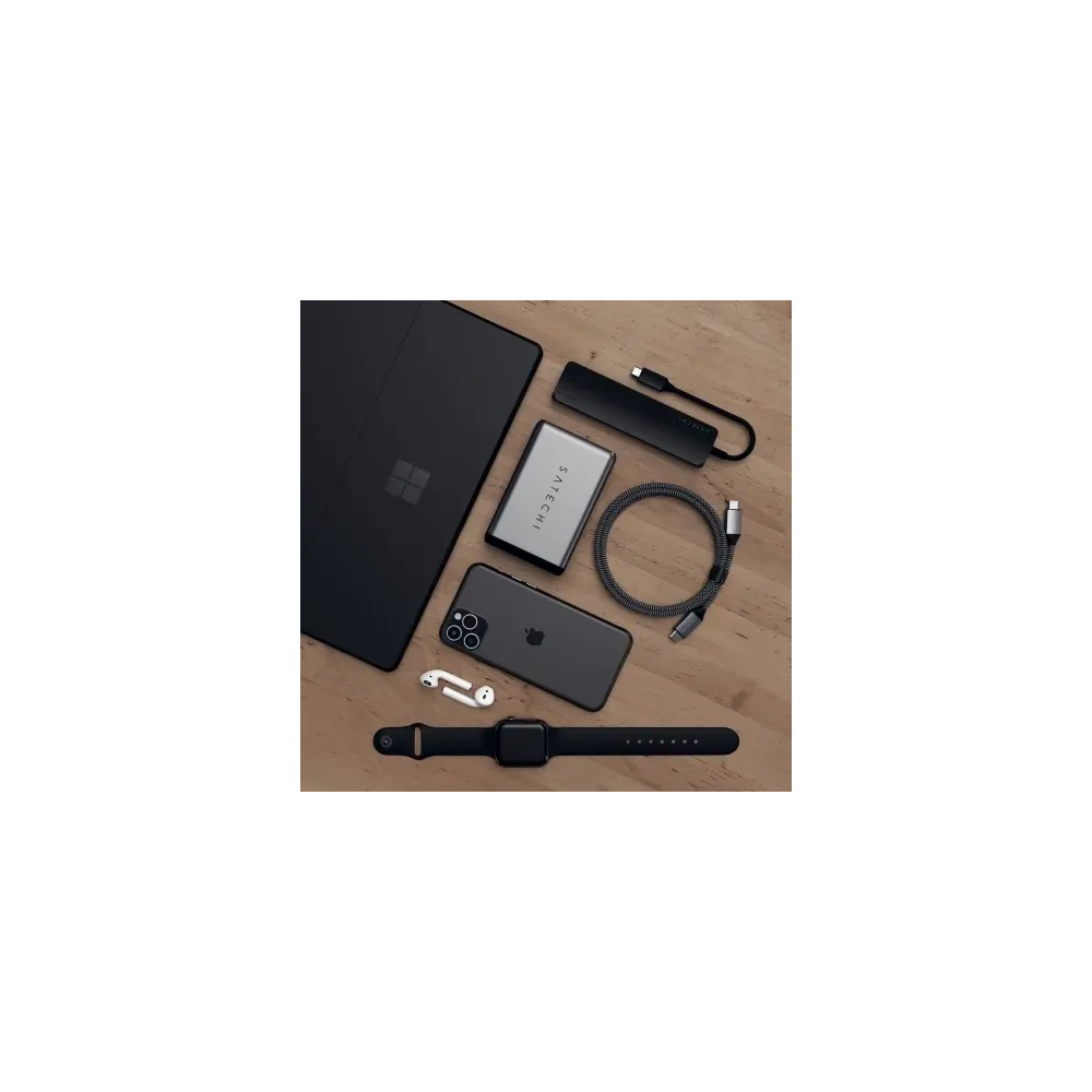 Hurtownia GSM - Satechi 7 az 1-ben Slim Multiport Adapter Ethernettel USB-C / 2x USB-A, USB-C PD, HDMI 4K, Ethernet, Micro/SD - STH160 - {ean13} - Hurt