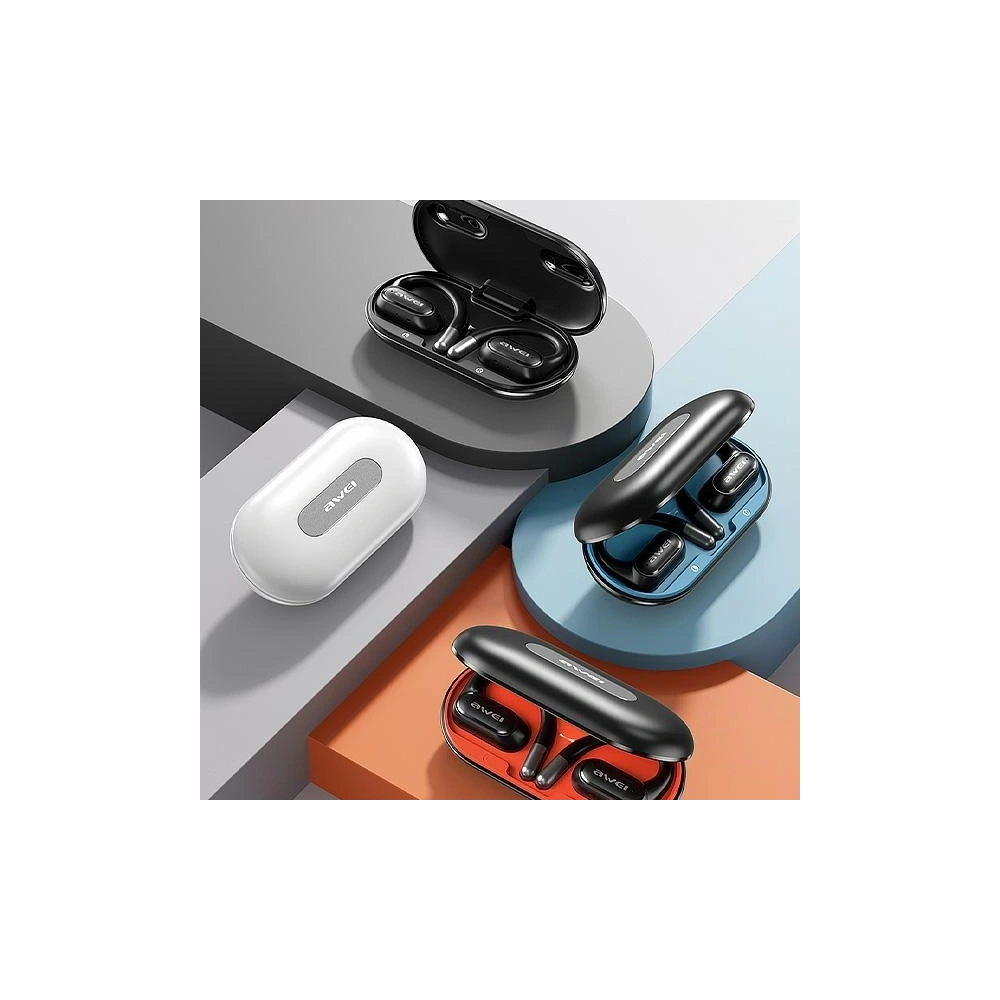 Wholesale AWEI T93 Bluetooth 5.4 OWS wireless headphones + docking station white - AWEI234 - {ean13} - Hurt