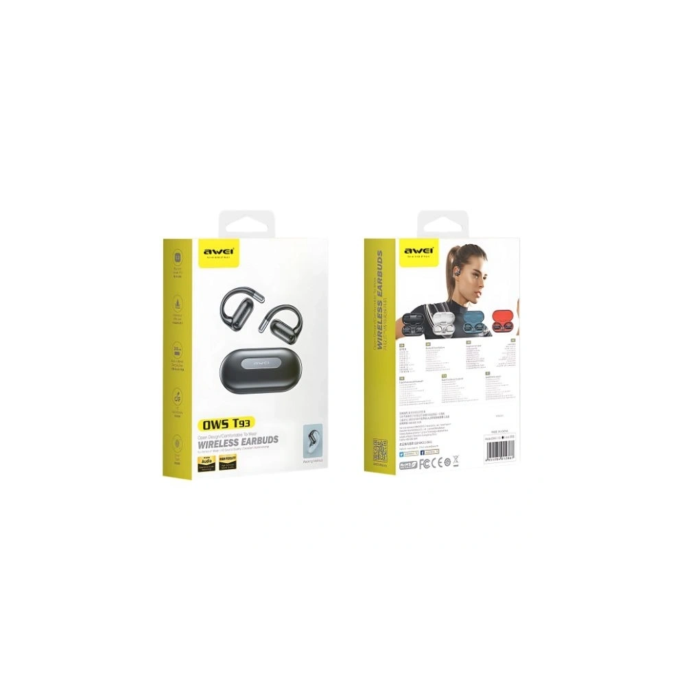 Hurtownia GSM - Bezdrátová sluchátka AWEI T93 Bluetooth 5.4 OWS + dokovací stanice černá/black - AWEI235 - {ean13} - Hurt