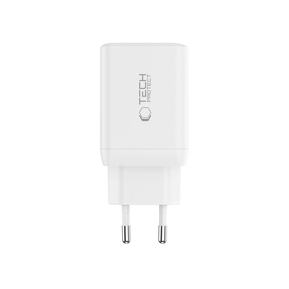 Hurtownia GSM - Tech-Protect NC45W-GAN 2xUSB-C Hálózati Töltő PD45W Fehér - THP3549 - {ean13} - Hurt