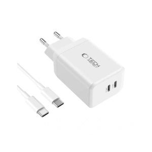 Hurtownia GSM - Tech-Protect NC45W-GAN 2xUSB-C Hálózati Töltő PD45W + USB-C Kábel Fehér - THP3550 - {ean13} - Hurt