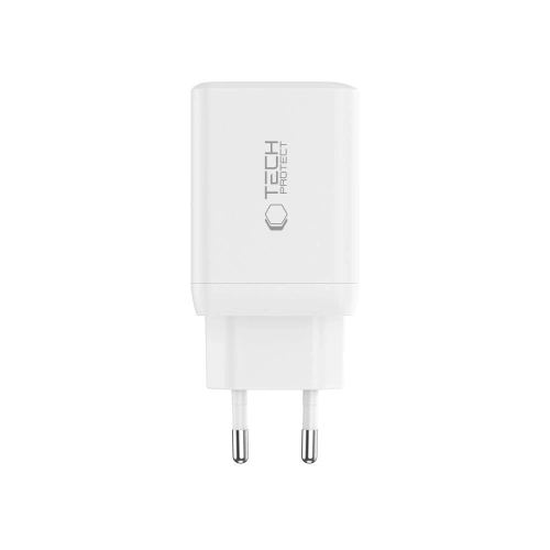 Ładowarka sieciowa Tech-Protect NC45W-GAN 2xUSB-C Network Charger PD45W + USB-C Cable White