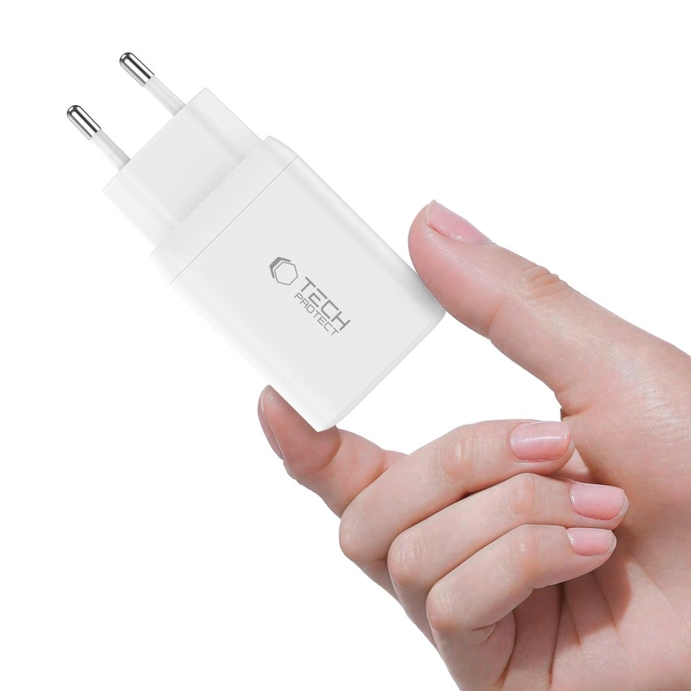 Hurtownia GSM - Tech-Protect NC45W-GAN 2xUSB-C Hálózati Töltő PD45W + USB-C Kábel Fehér - THP3550 - {ean13} - Hurt