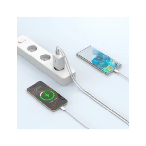 Hurtownia GSM - Tech-Protect NC45W-GAN 2xUSB-C Hálózati Töltő PD45W + USB-C Kábel Fehér - THP3550 - {ean13} - Hurt