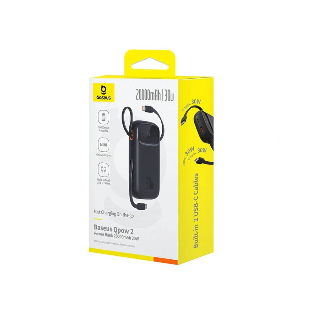 Hurtownia GSM - Baseus QPow 2 20000mAh 30W 2xUSB-C Powerbank (schwarz) - BSU8877 - {ean13} - Hurt