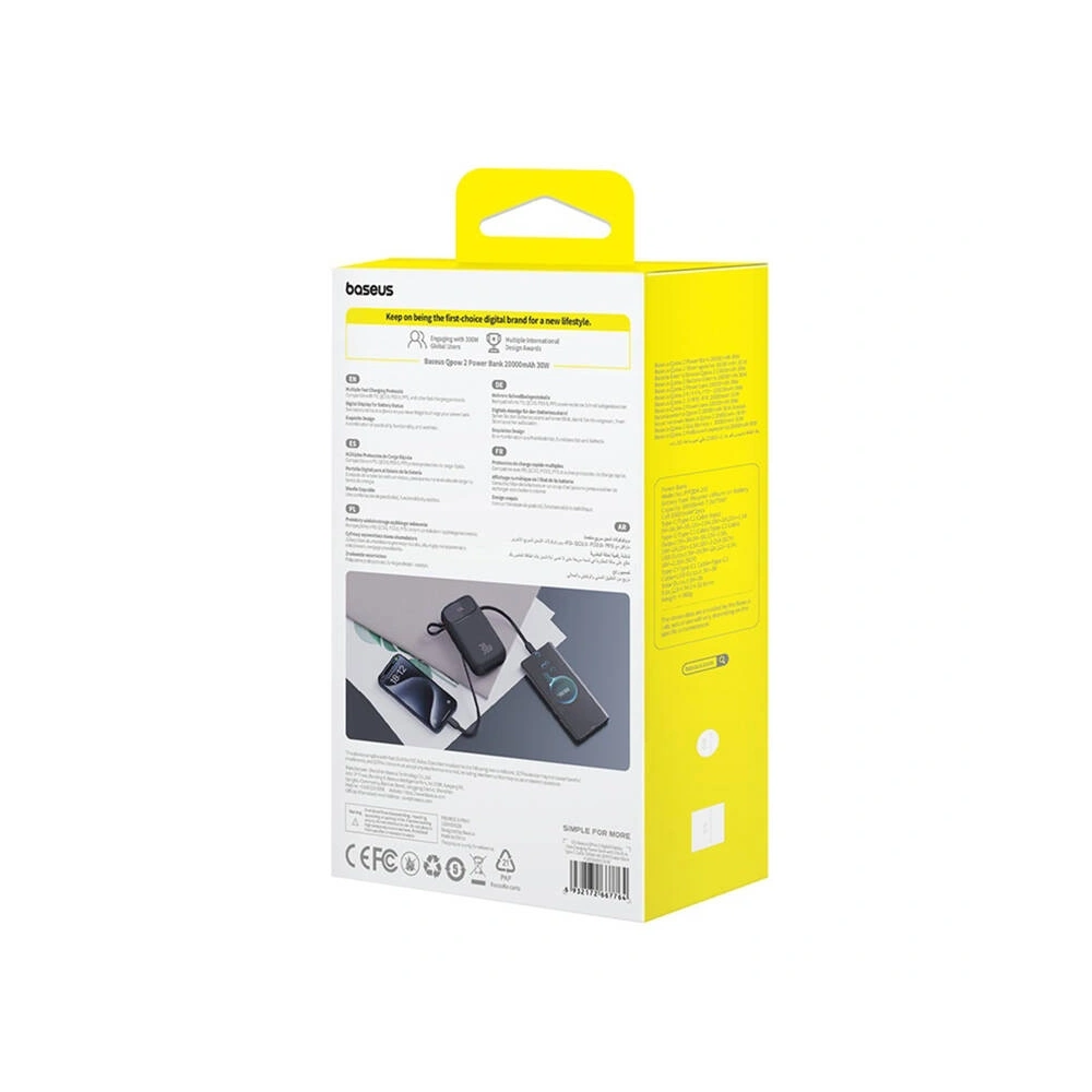 Hurtownia GSM - Baseus QPow 2 20000mAh 30W 2xUSB-C powerbank (negru) - BSU8877 - {ean13} - Hurt