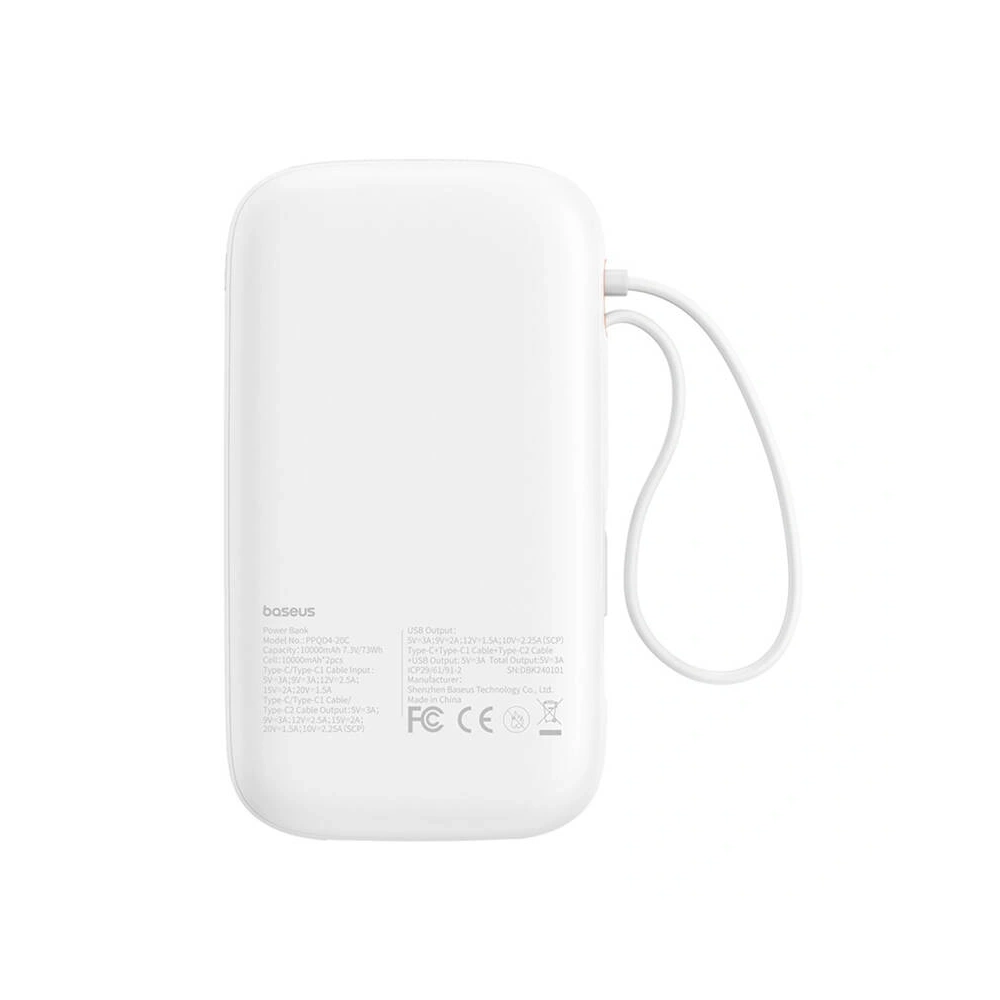 Hurtownia GSM - Baseus QPow 2 20000mAh 30W 2xUSB-C Powerbank (weiß) - BSU8878 - {ean13} - Hurt