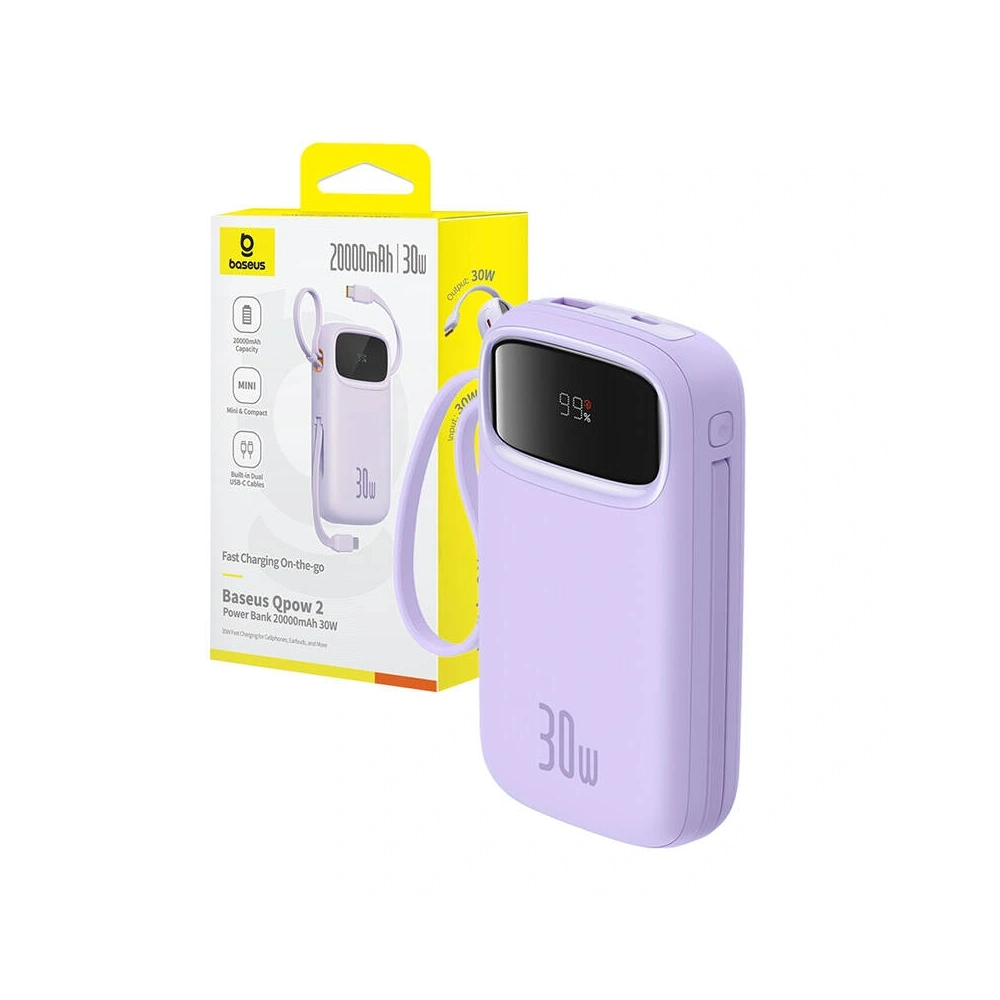 Hurtownia GSM - Powerbank Baseus QPow 2 20000mAh 30W 2xUSB-C (fialový) - BSU8880 - {ean13} - Hurt