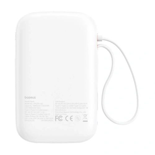 Powerbank Baseus QPow 2 10000mAh 30W 2xUSB-C (biały)