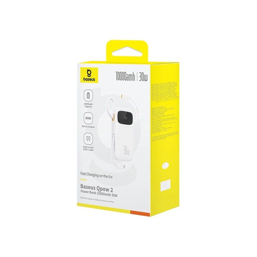 Hurtownia GSM - Baseus QPow 2 10000mAh 30W 2xUSB-C powerbank (alb) - BSU8887 - {ean13} - Hurt