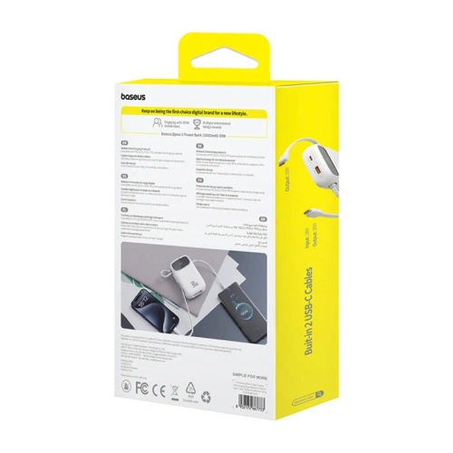 Powerbank Baseus QPow 2 10000mAh 30W 2xUSB-C (biały)