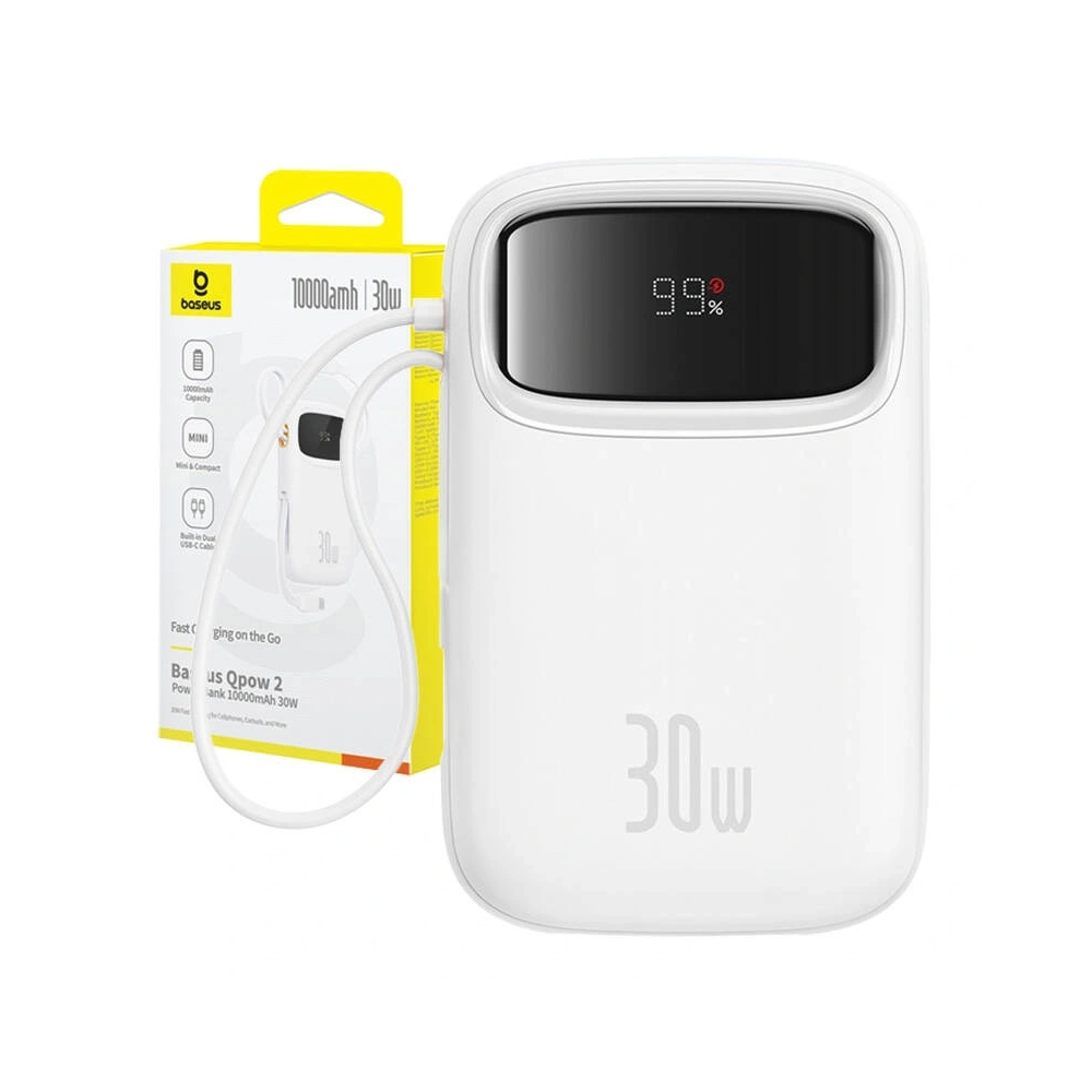 Hurtownia GSM - Baseus QPow 2 10000mAh 30W 2xUSB-C powerbank (alb) - BSU8887 - {ean13} - Hurt