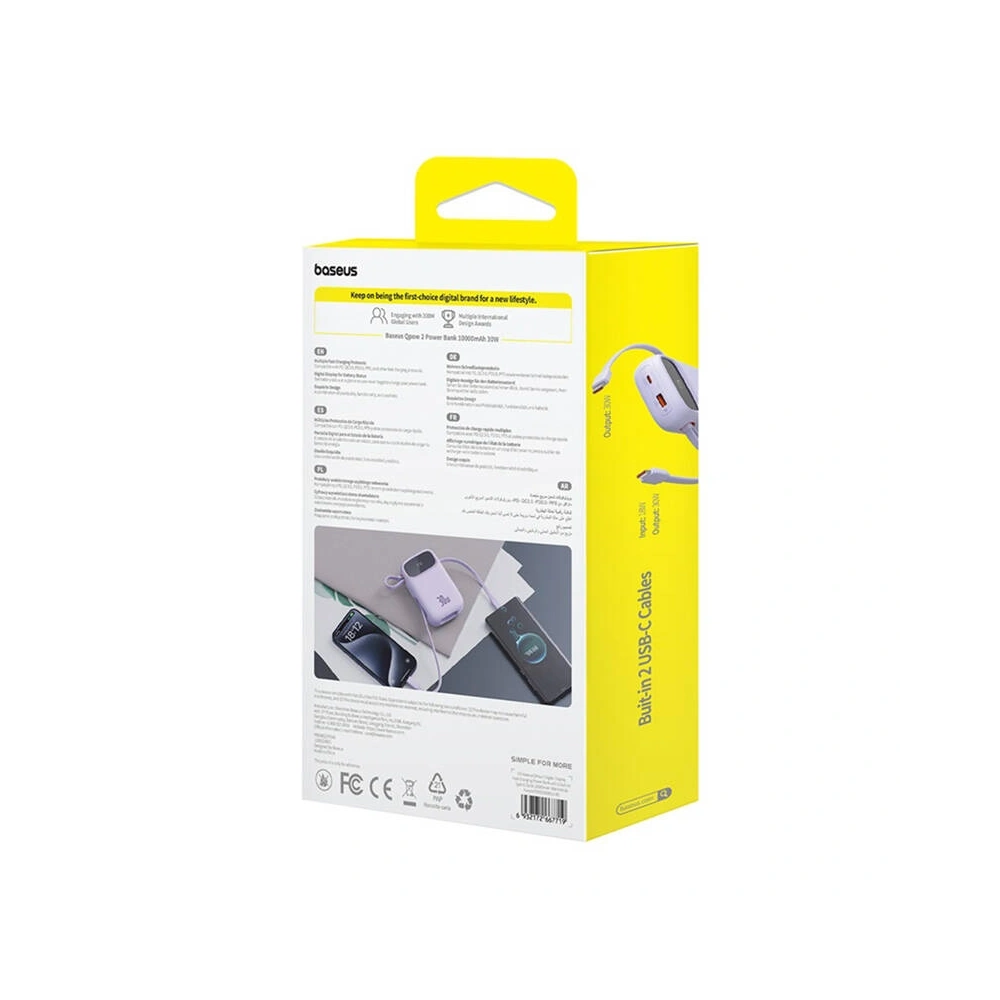 Hurtownia GSM - Powerbank Baseus QPow 2 10000mAh 30W 2xUSB-C (fioletowy) - BSU8889 - {ean13} - Hurt