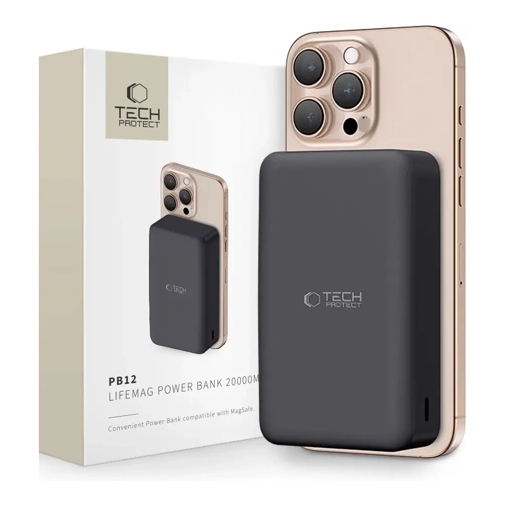 Hurtownia GSM - Tech-Protect PB12 LifeMag Powerbank 15W MagSafe 20000mah Negru - THP3562 - {ean13} - Hurt