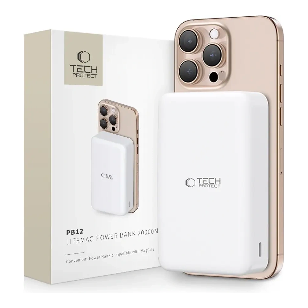 Hurtownia GSM - Tech-Protect PB12 LifeMag Powerbank 15W MagSafe 20000mah Alb - THP3563 - {ean13} - Hurt