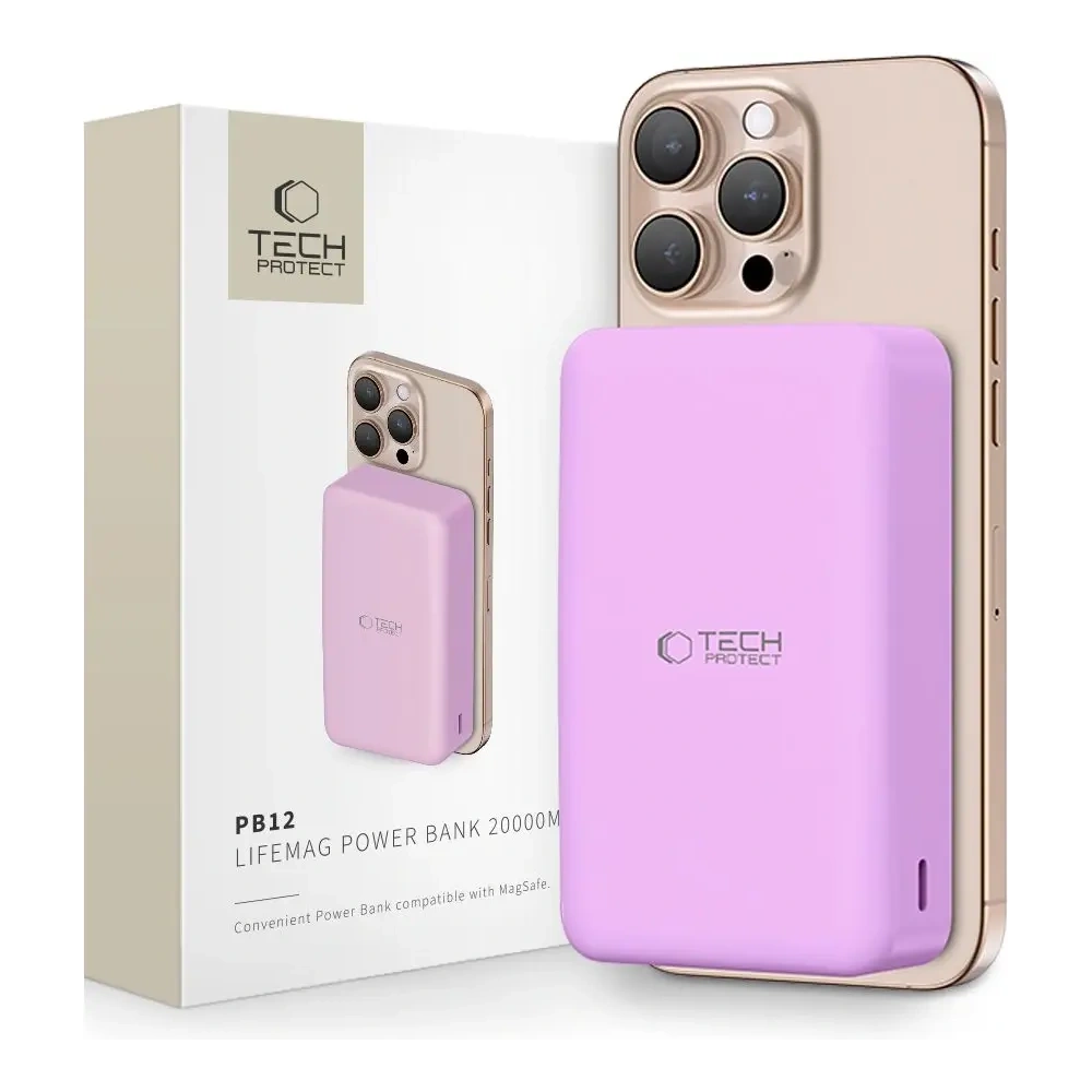 Hurtownia GSM - Powerbank Tech-Protect PB12 LifeMag 15W MagSafe 20000mah Levandulová - THP3564 - {ean13} - Hurt