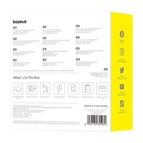 Bezprzewodowe słuchawki dokanałowe TWS Baseus Bowie E19 (czarny)
