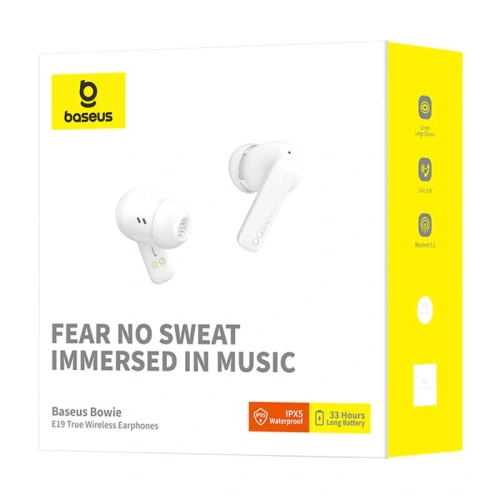 Bezprzewodowe słuchawki dokanałowe TWS Baseus Bowie E19 (biały)