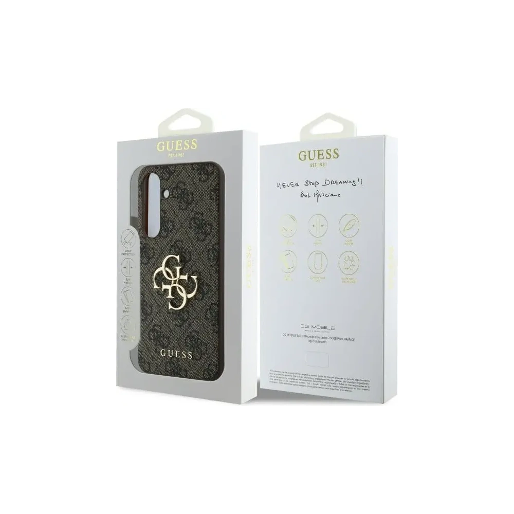 Hurtownia GSM - Guess GUHCS24FE4GMGBR Samsung Galaxy S24 FE husă din plastic rigid 4G cu mare logo metalic maro - GUE4176 - {ean13} - Hurt