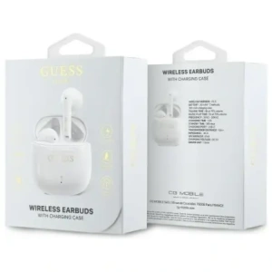 Hurtownia GSM - Guess Bluetooth kabellose In-Ear-Kopfhörer GUTWSJ14ESGH TWS + Dockingstation Bedrucktes Klassisches Logo weiß - GUE4189 - {ean13} - Hurt