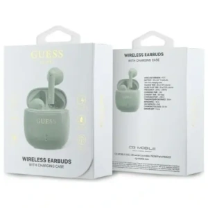 Hurtownia GSM - Bezdrátová sluchátka do uší Guess Bluetooth GUTWSJ14ESGN TWS + dokovací stanice Printed Classic Logo zelená/green - GUE4190 - {ean13} - Hurt