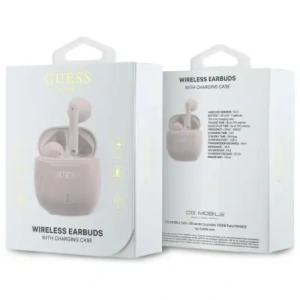 Hurtownia GSM - Bezdrátová sluchátka do uší Guess Bluetooth GUTWSJ14ESGP TWS + dokovací stanice Printed Classic Logo růžová/pink - GUE4191 - {ean13} - Hurt