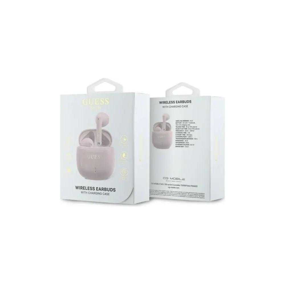 Hurtownia GSM - Guess Bluetooth kabellose In-Ear-Kopfhörer GUTWSJ14ESGP TWS + Dockingstation Bedrucktes Klassisches Logo pink - GUE4191 - {ean13} - Hurt