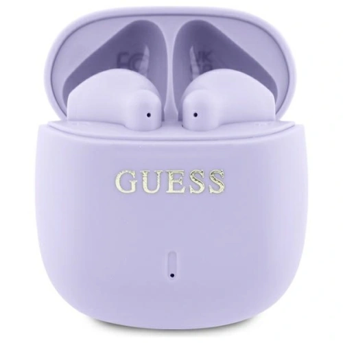 Bezprzewodowe słuchawki douszne Guess Bluetooth GUTWSJ14ESGU TWS + stacja dokująca Printed Classic Logo fioletowy/purple