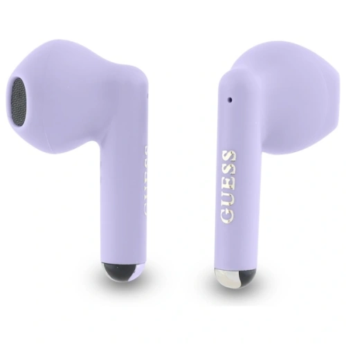 Bezprzewodowe słuchawki douszne Guess Bluetooth GUTWSJ14ESGU TWS + stacja dokująca Printed Classic Logo fioletowy/purple