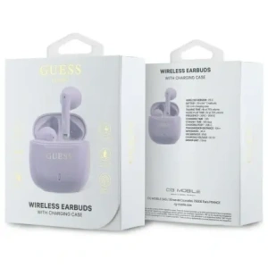Hurtownia GSM - Bezdrátová sluchátka do uší Guess Bluetooth GUTWSJ14ESGU TWS + dokovací stanice Printed Classic Logo fialová/purple - GUE4193 - {ean13} - Hurt