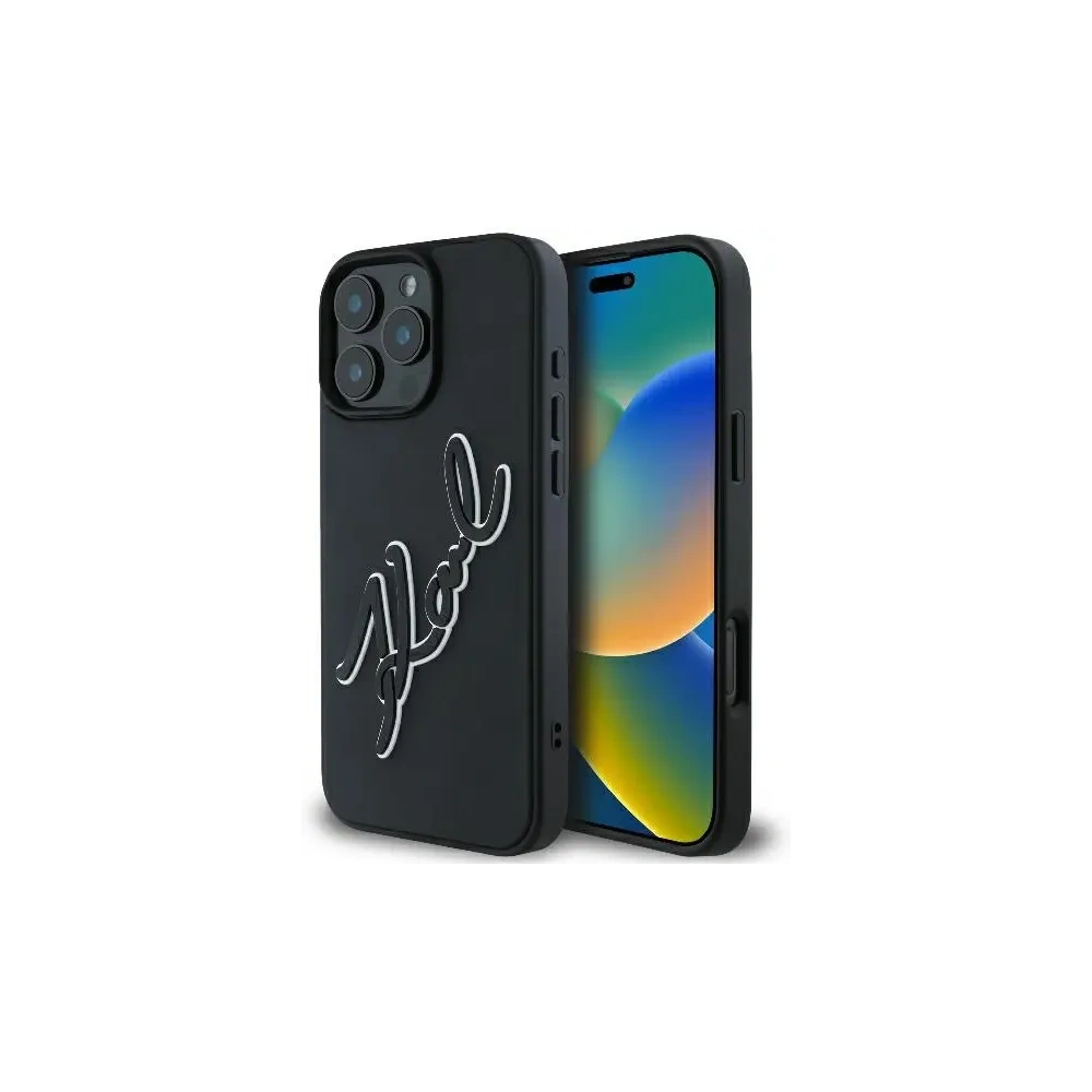 Hurtownia GSM - Etui Karl Lagerfeld KLHCP16L3DRKSDLK Apple iPhone 16 Pro hardcase 3D Rubber Bicolor Signature černý/black - KLD21813 - {ean13} - Hurt