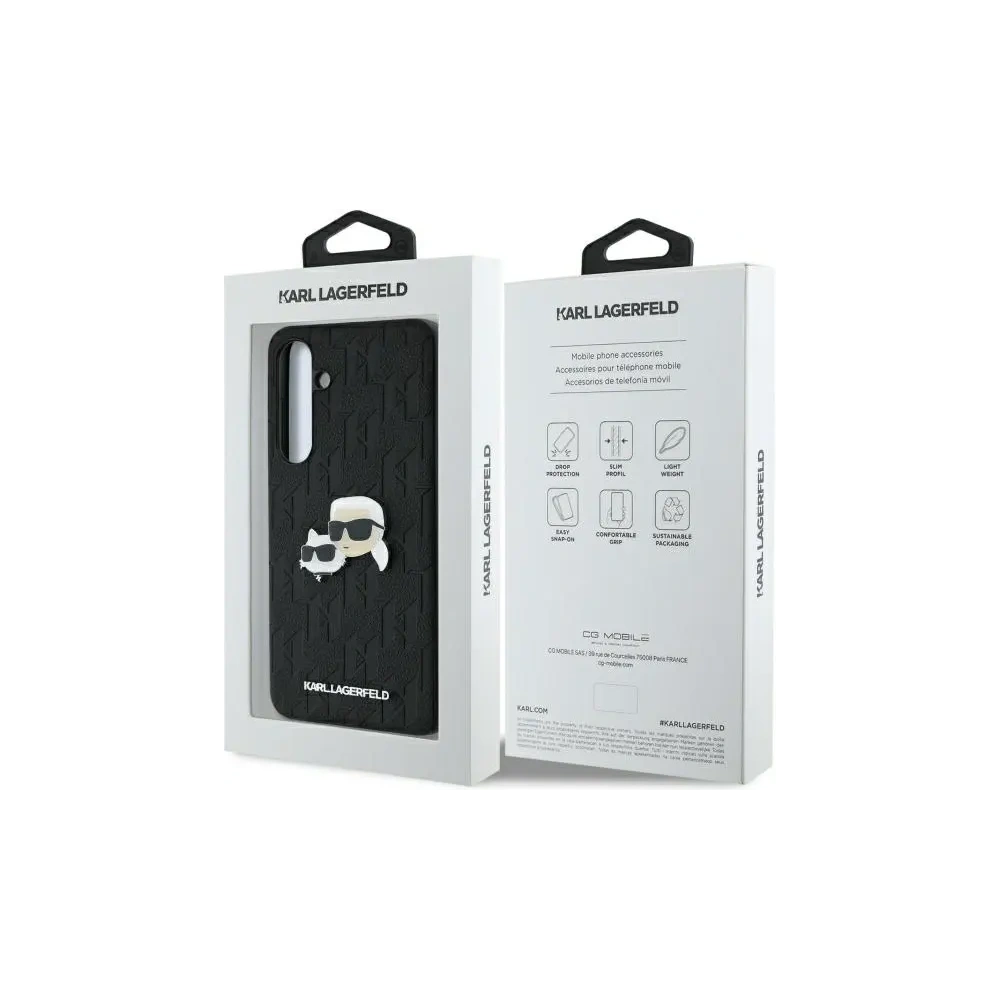 Hurtownia GSM - Karl Lagerfeld KLHCS24FEPGKLKCPK Samsung Galaxy S24 FE husă rigidă Monogram Karl&Chaoupette Head Pin negru - KLD21816 - {ean13} - Hurt