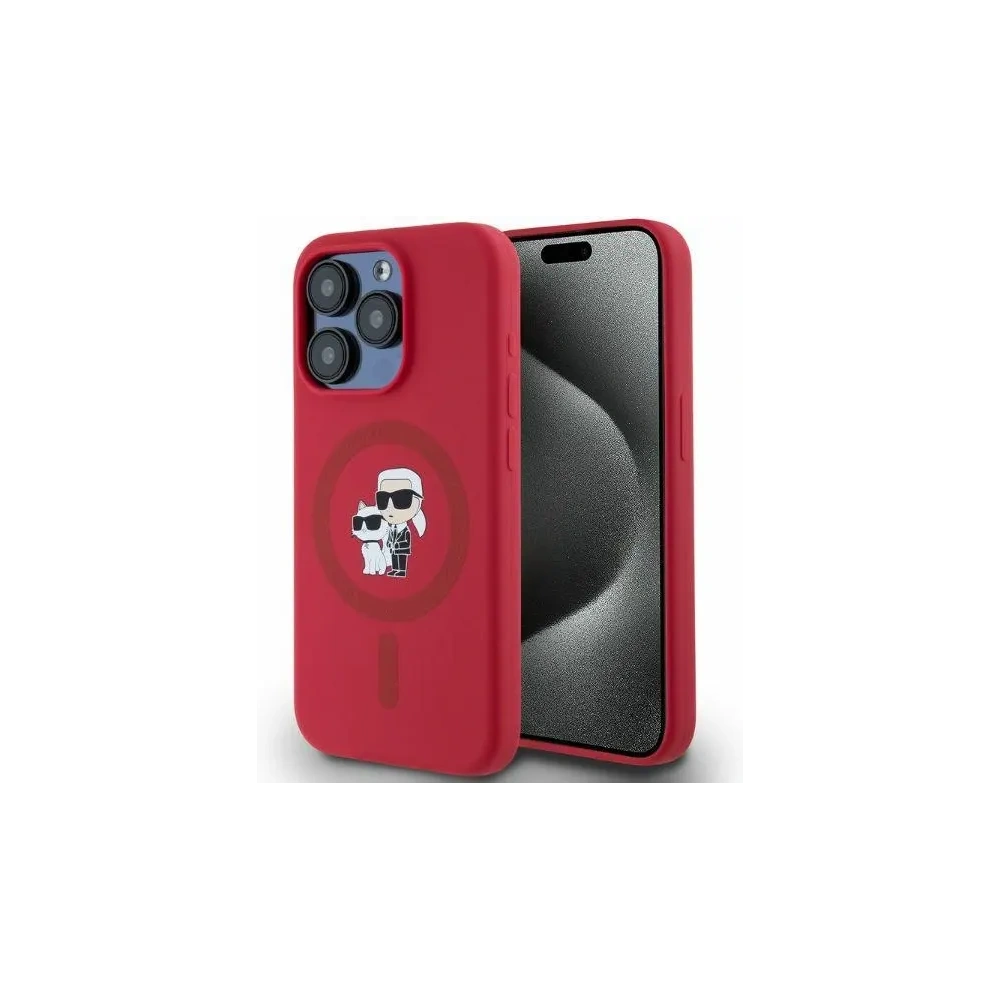 Hurtownia GSM - Etui Karl Lagerfeld KLHMP15LSCMKCRHR Apple iPhone 15 Pro hardcase Silicone Karl&Choupette Heads Ring MagSafe czerwony/red - KLD21817 - {ean13} - Hurt