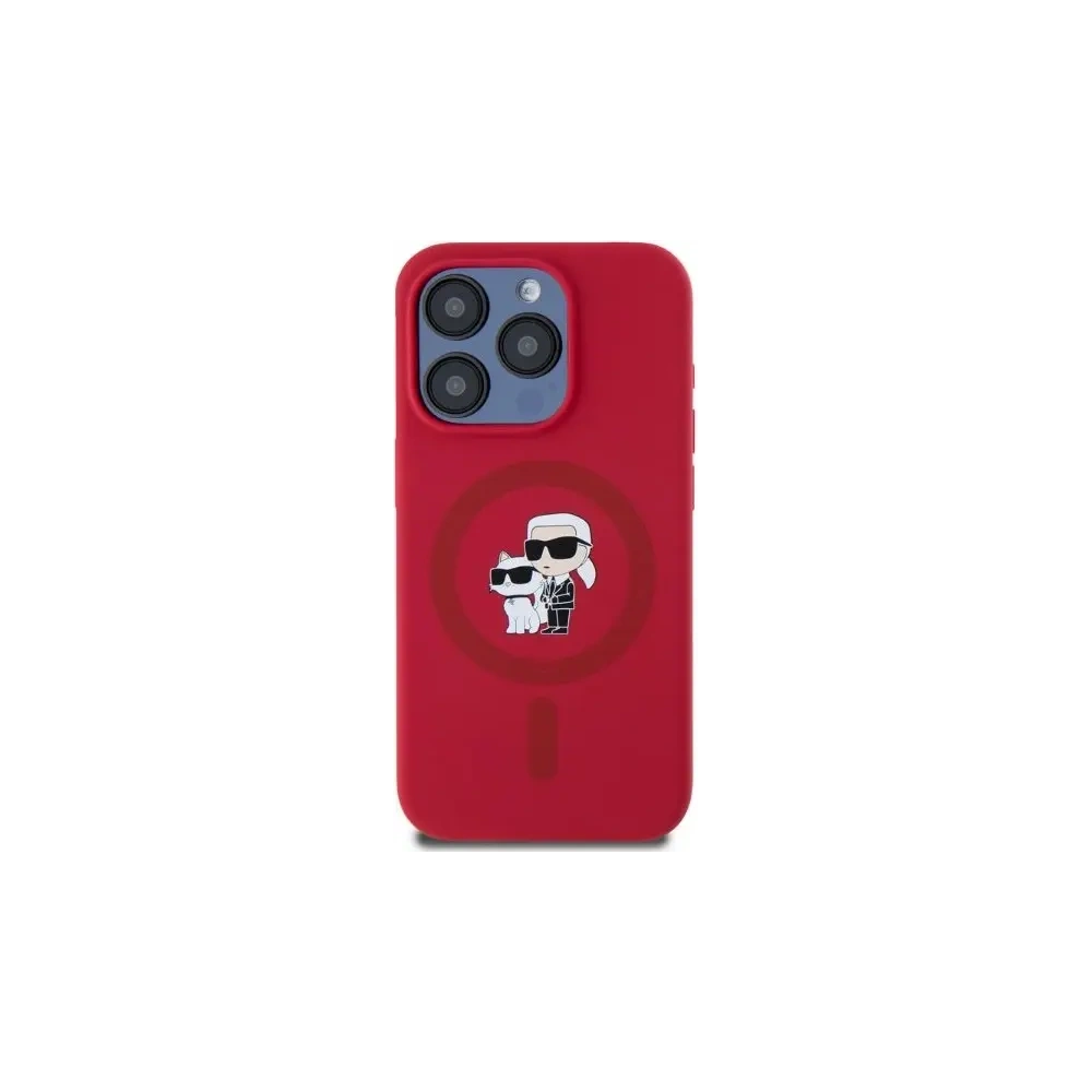 Hurtownia GSM - Etui Karl Lagerfeld KLHMP15LSCMKCRHR Apple iPhone 15 Pro hardcase Silicone Karl&Choupette Heads Ring MagSafe czerwony/red - KLD21817 - {ean13} - Hurt