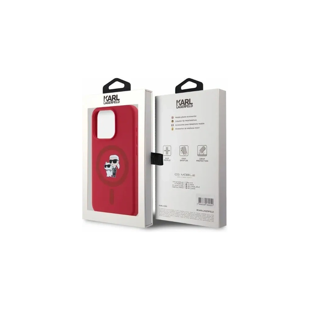 Wholesale Karl Lagerfeld KLHMP15LSCMKCRHR Apple iPhone 15 Pro hardcase Silicone Karl&Choupette Heads Ring MagSafe red - KLD21817 - {ean13} - Hurt