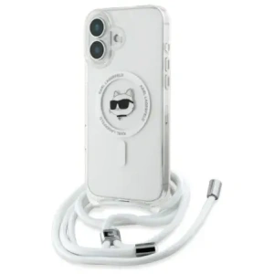 Karl Lagerfeld KLHMP16SHCCHNT Apple iPhone 16 keményvédő IML Choupette Head & Cord Magsafe átlátszó