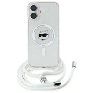 Karl Lagerfeld KLHMP16SHCCHNT Apple iPhone 16 keményvédő IML Choupette Head & Cord Magsafe átlátszó