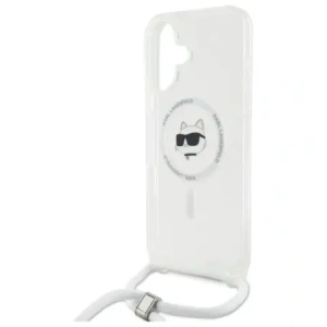 Karl Lagerfeld KLHMP16SHCCHNT Apple iPhone 16 hardcase IML Choupette Head & Cord Magsafe transparent