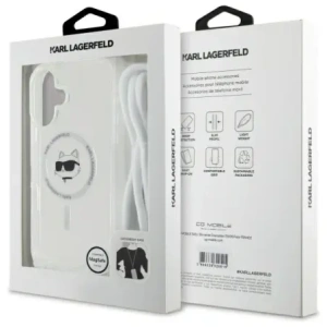 Karl Lagerfeld KLHMP16SHCCHNT Apple iPhone 16 hardcase IML Choupette Head & Cord Magsafe transparent