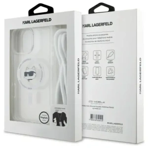 Karl Lagerfeld KLHMP16XHCCHNT Apple iPhone 16 Pro Max hardcase IML Choupette Head & Cord Magsafe transparent